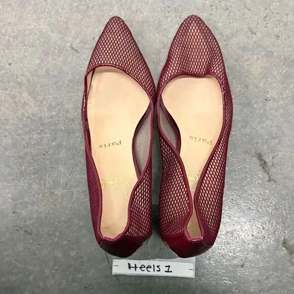 Christian Louboutin Dark Red Mesh Heels